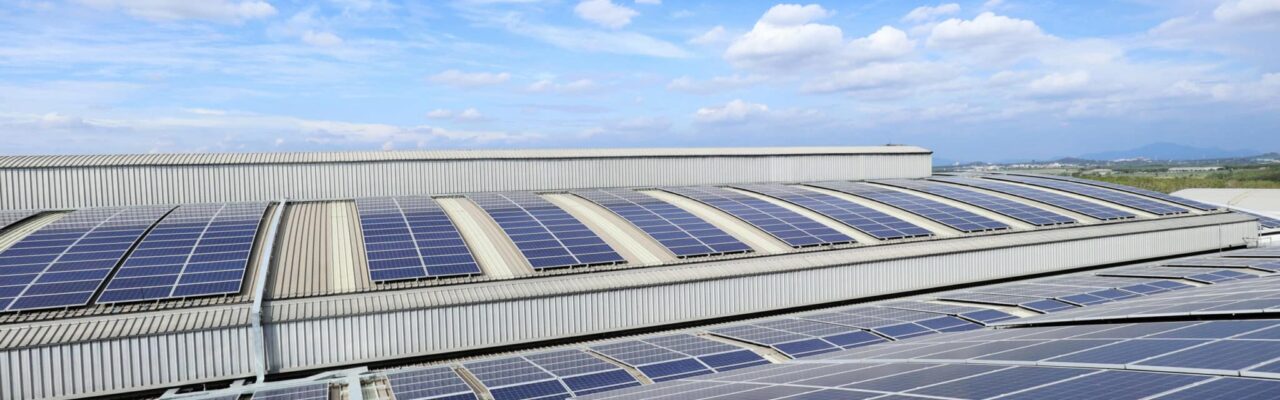 Solar PV Rooftop on Curve Roof under Beautiful Sky